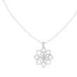 Lotus Motif Flower Pattern Charm Pendant with Round Lab Grown Diamond - View 3