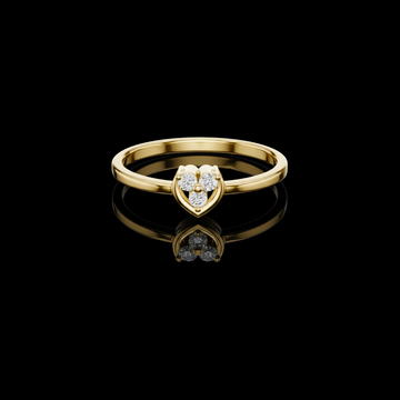 Heart Ring With Triple Round Lab Diamond Accent