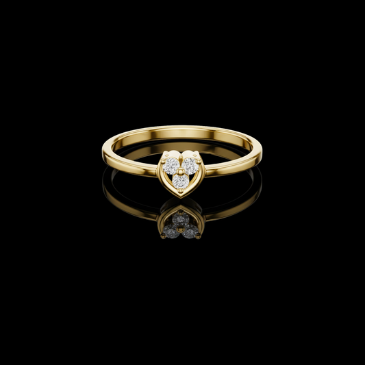 Heart Ring With Triple Round Lab Diamond Accent