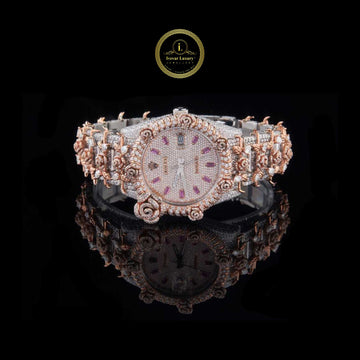 The Imperial Blossom Lab Grown Diamond Timepiece with Rose Gold and Pink Sapphire Embellishments