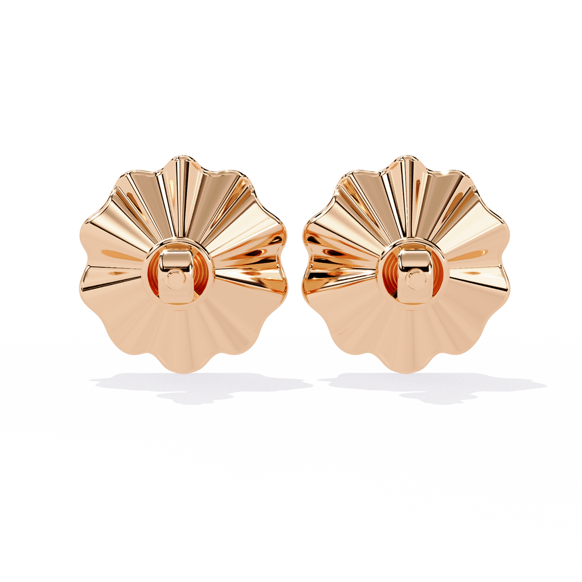 Sunburst Lab Diamond Round Center Flower Stud Earrings with Fluted Design - View 8