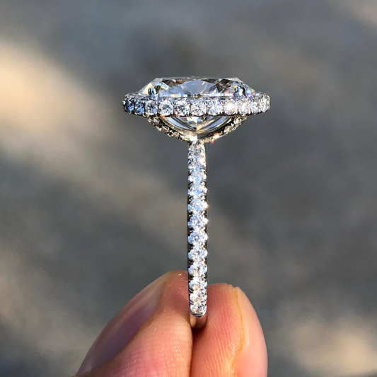 Oval Cut Halo Lab Diamond Ring with Micro Pave Band - View 2