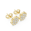 Aurora Halo Blossom Round Lab Diamond Cluster Stud Earrings with Rounded Floral Silhouette - View 4
