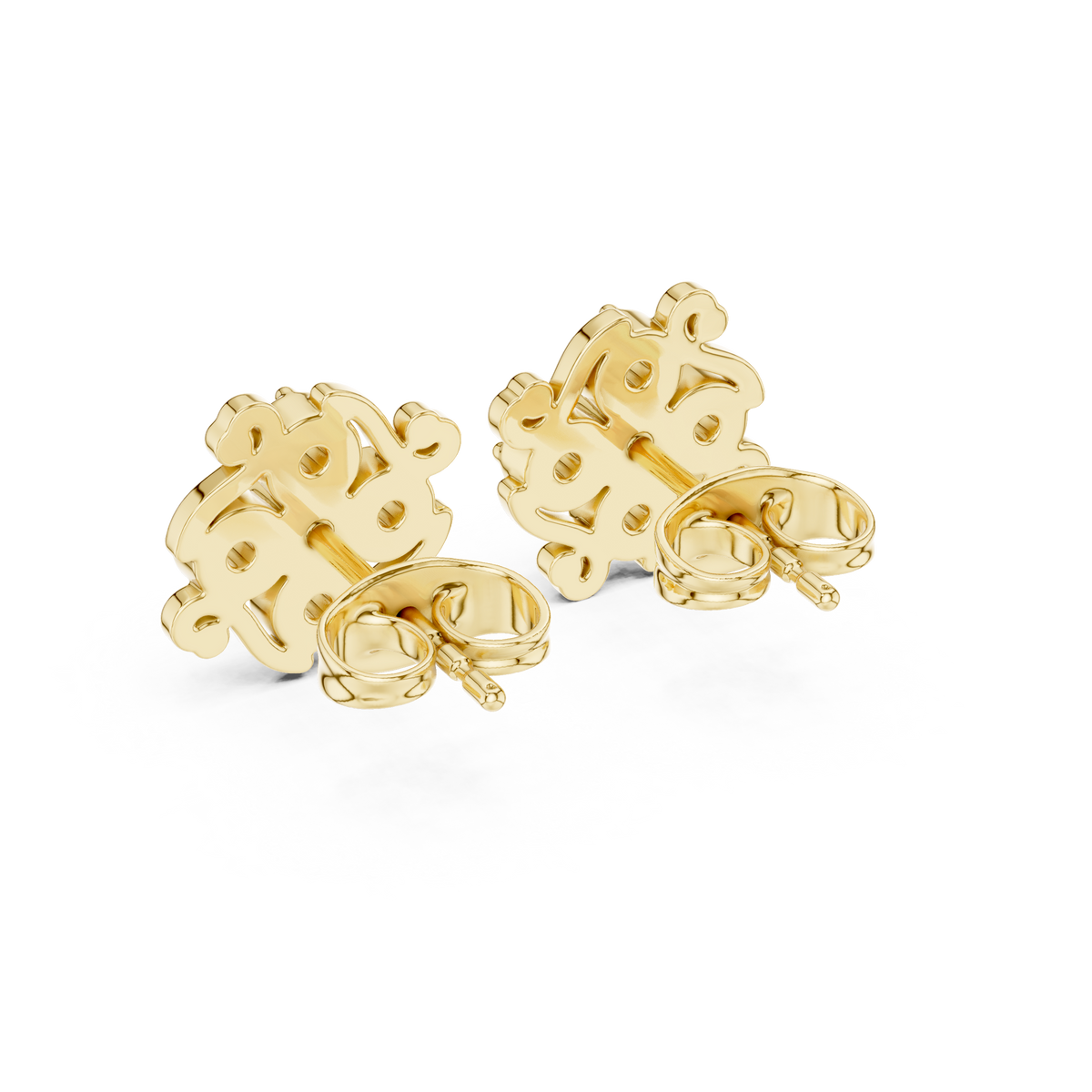 Ornamental Floral Cluster Moissanite Diamond Stud Earrings With Spiral Ribbon Whirl - View 10