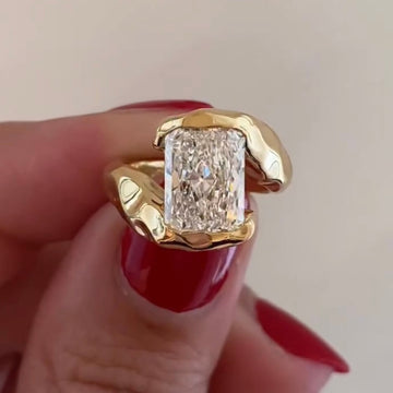 Radiant Cut Moissanite Diamond Wrap Solitaire Ring