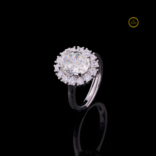 Sparkle Oval Cut Halo Cluster Lab Diamond Engagement Ring - View 2