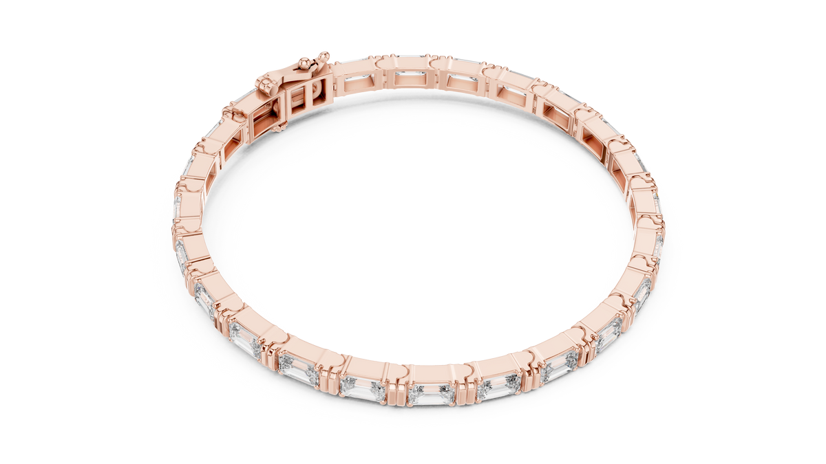 Emerald Cut Moissanite Diamond Contemporary Tennis Bracelet - View 8