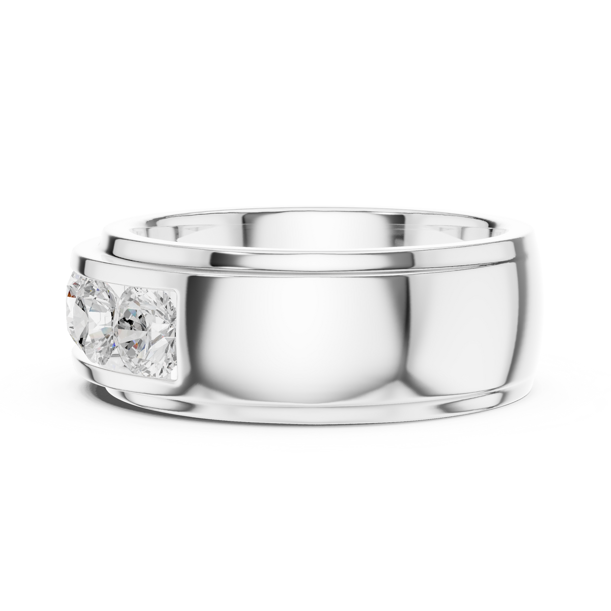 Round Cut Lab Grown Diamond Men's Heavy Gold Classic Wedding Ring - View 9