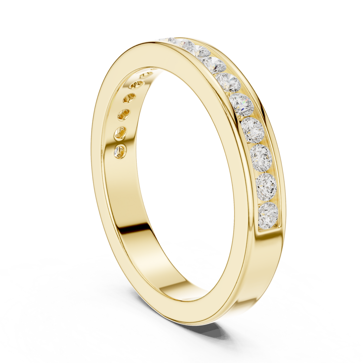 Modern Round Lab Diamond Channel Set Wedding Band - View 10