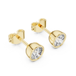 Bezel Set Round Moissanite Diamond Solitaire Stud Earrings with Minimal Modern Design - View 5