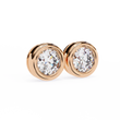 Premium Bezel Set Gold Stud Earrings with Sparkling Round Lab Grown Stones for Everyday Luxury - View 3