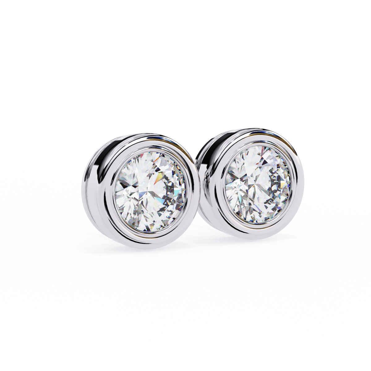 Premium Bezel Set Gold Stud Earrings with Sparkling Round Lab Grown Stones for Everyday Luxury - View 4