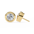 Premium Bezel Set Gold Stud Earrings with Sparkling Round Lab Grown Stones for Everyday Luxury - View 5