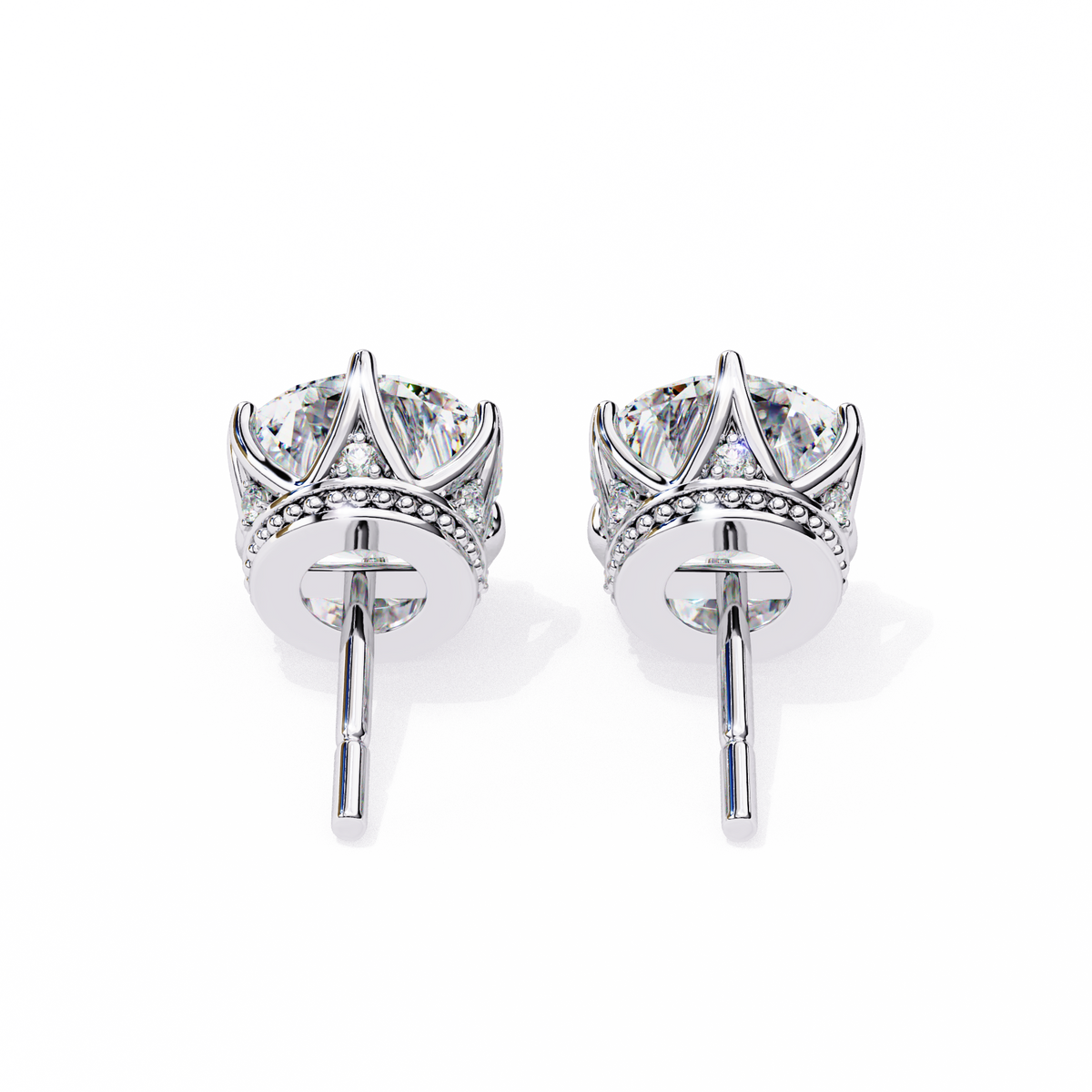 Premium Elegant Six Prong Round Cut Lab Diamond Solitaire Earrings for Her - View 10