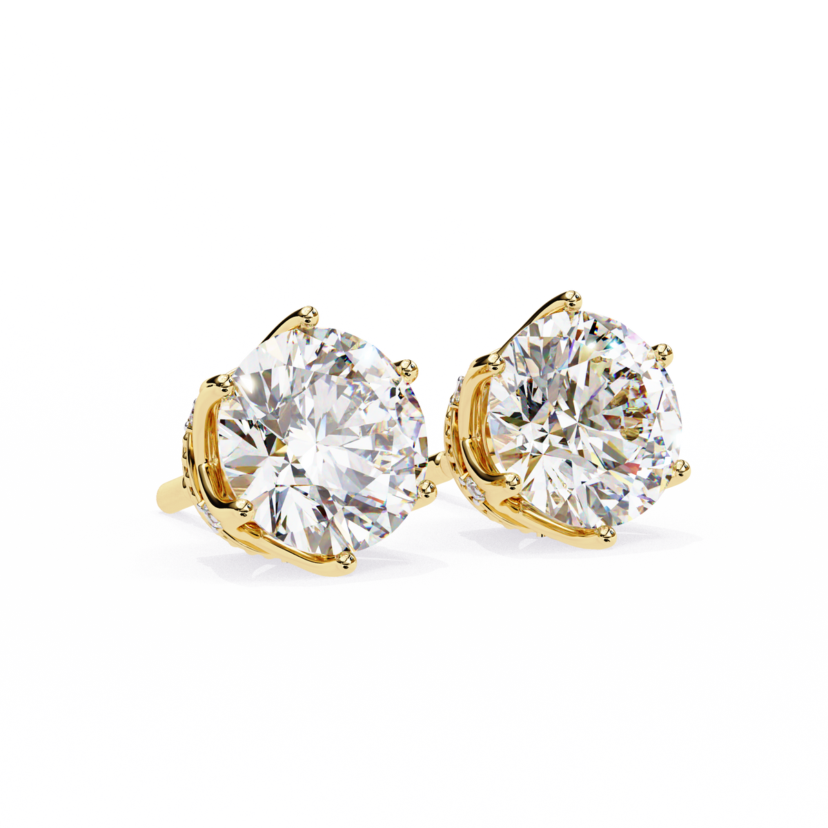 Premium Elegant Six Prong Round Cut Lab Diamond Solitaire Earrings for Her - View 2