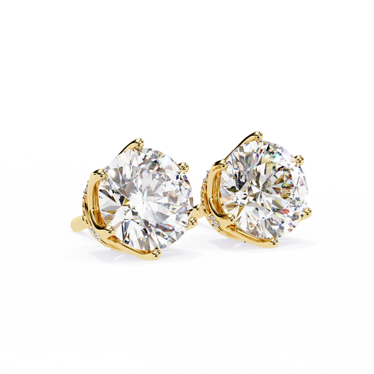 Premium Elegant Six Prong Round Cut Lab Diamond Solitaire Earrings for Her - View 2