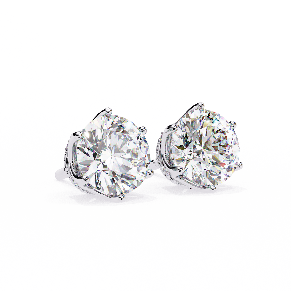 Premium Elegant Six Prong Round Cut Lab Diamond Solitaire Earrings for Her - View 4