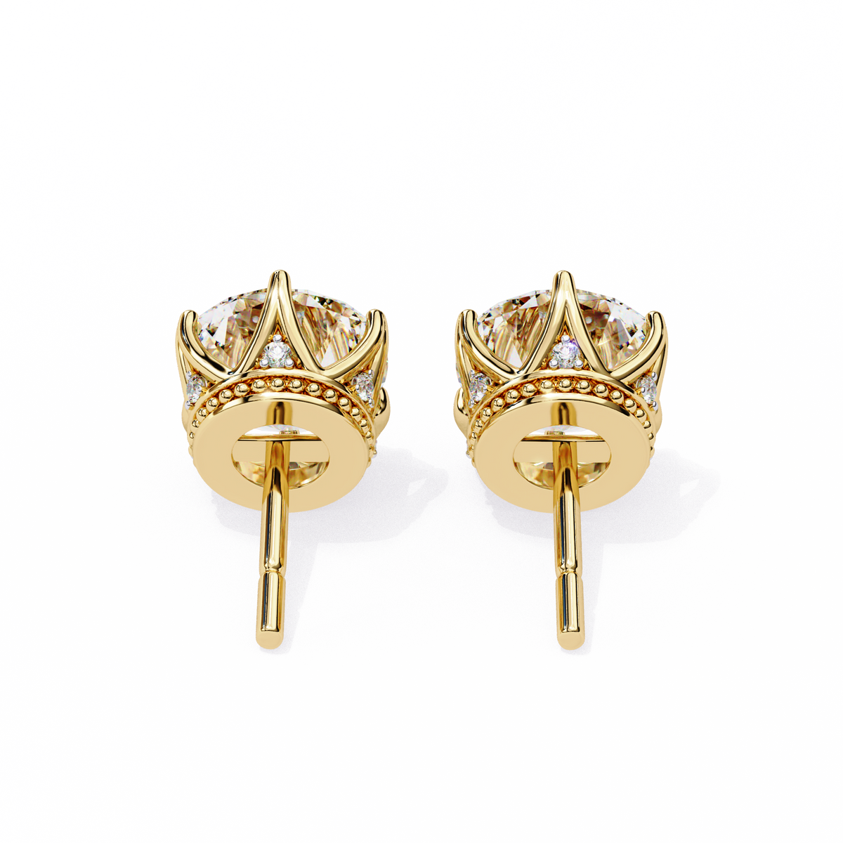 Premium Elegant Six Prong Round Cut Lab Diamond Solitaire Earrings for Her - View 8