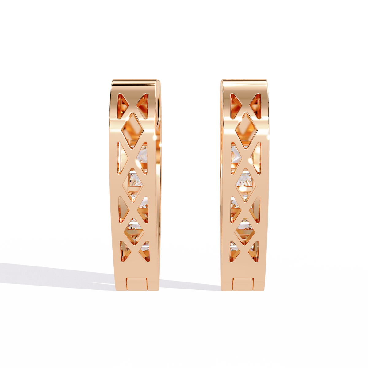 Channel Lab Diamond Princess Cut Huggie Hoop Earrings - View 8