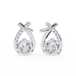 Teardrop Inspired Round Moissanite Diamond Earrings with Pave Accents - View 6