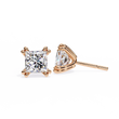 Premium Lab Created Princess Cut Diamond Earrings in Classic Gold Prong Mounts - View 3