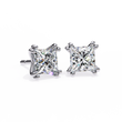 Premium Lab Created Princess Cut Diamond Earrings in Classic Gold Prong Mounts - View 7