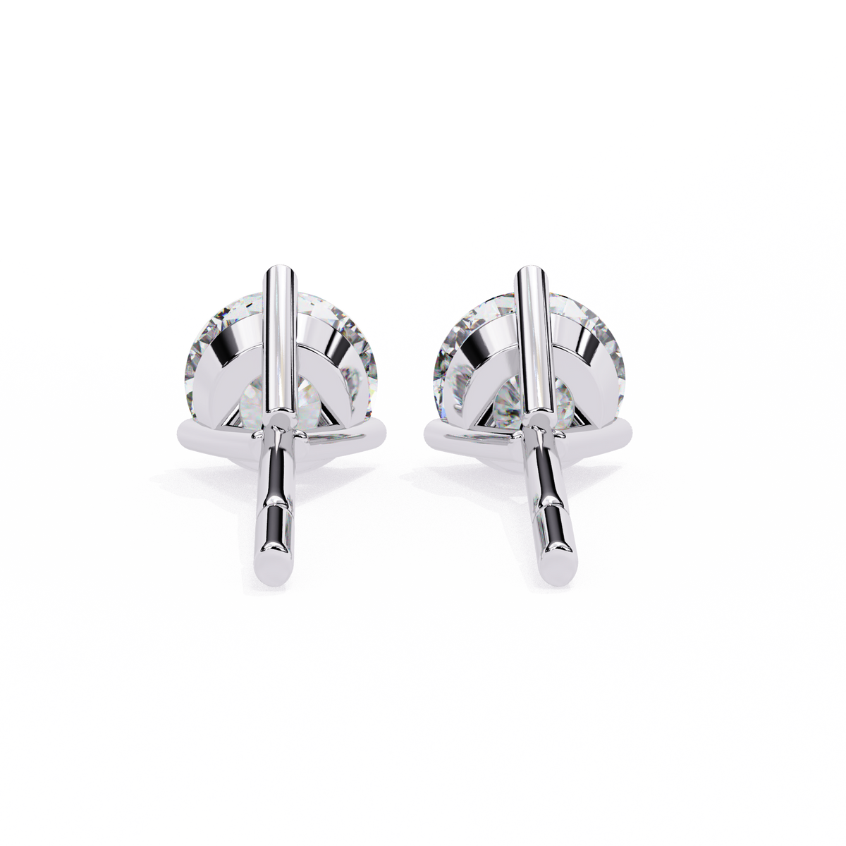 Premium Round Lab Diamond Stud Earrings Luxury Gift with Classic Three Prong Setting - View 10