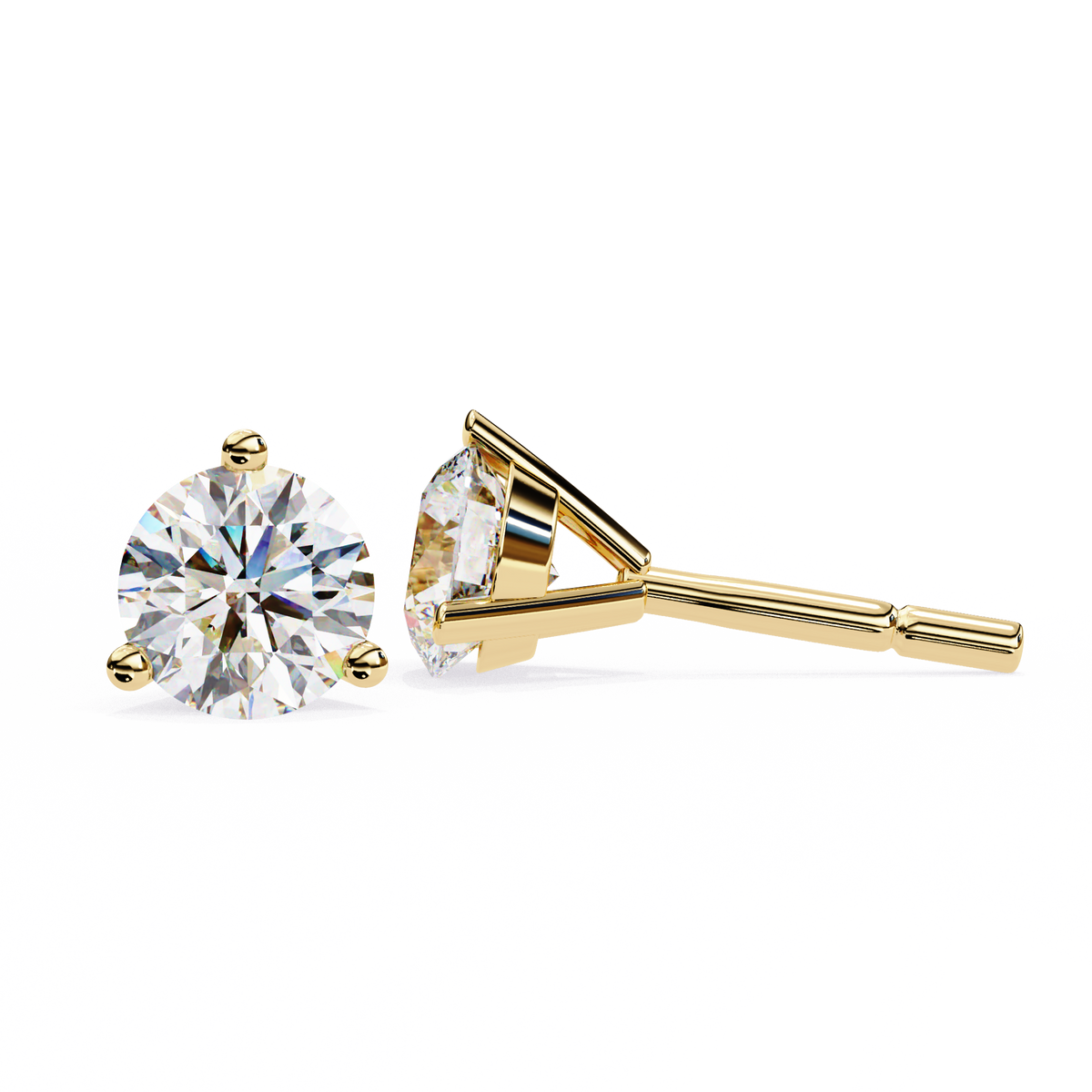 Premium Round Lab Diamond Stud Earrings Luxury Gift with Classic Three Prong Setting - View 5