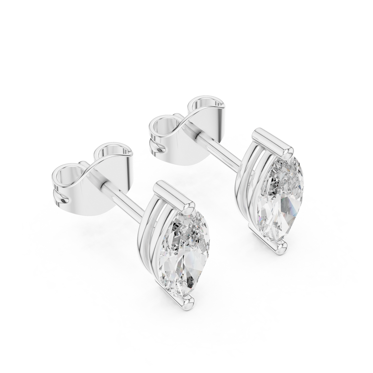 Prestige Edition Marquise Cut Moissanite Diamond Stud Earrings - View 4