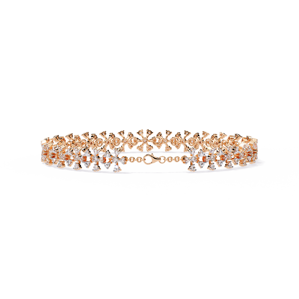 Round Cut Lab Diamond Statement Floral Bracelet - View 8