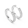 Single Row Shared Prong Round Lab Grown Diamond Huggie Hoop Earrings - View 9