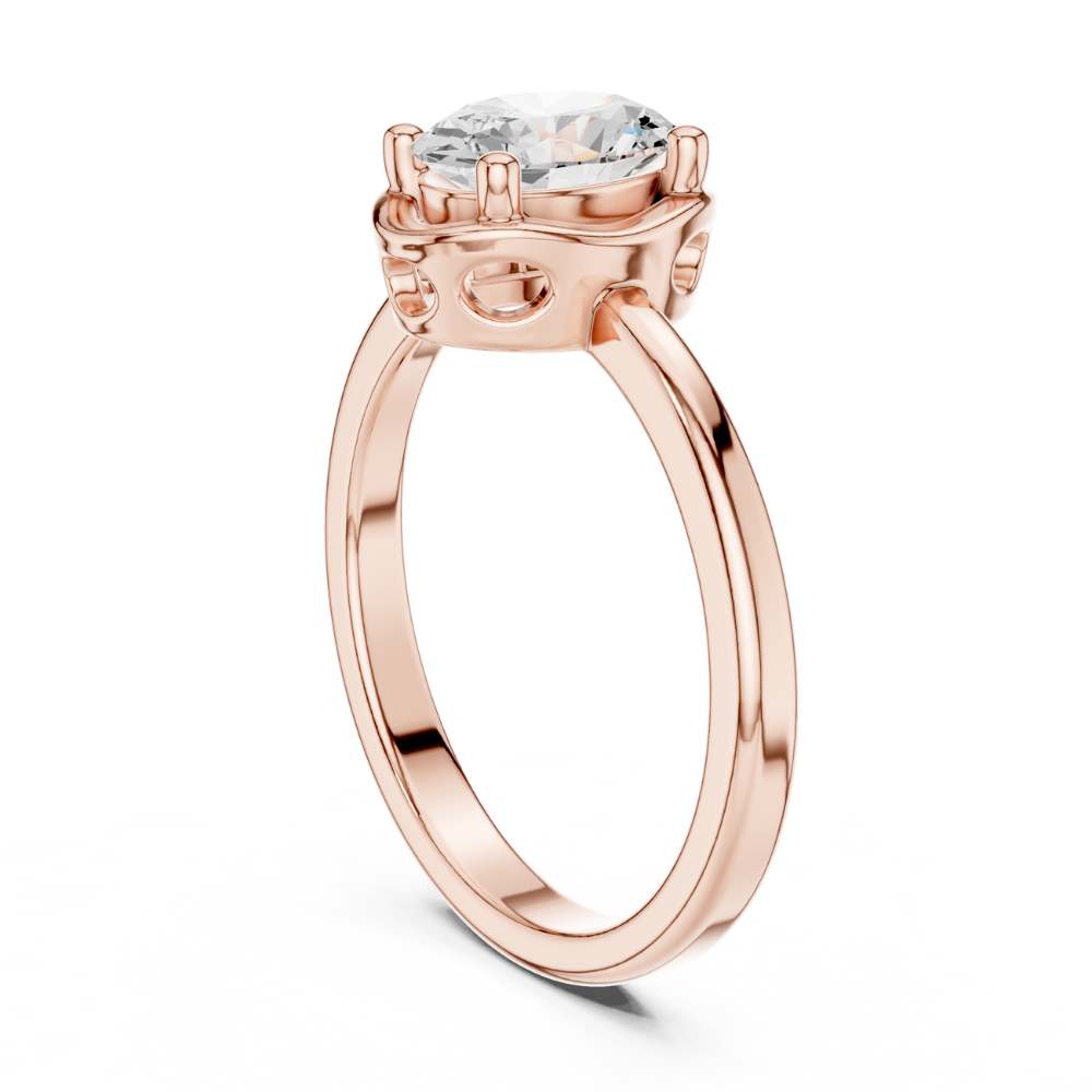 Modern Bezel Set Oval Moissanite Diamond Solitaire Engagement Ring - View 11