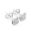 Princess Cut Moissanite Diamond Square Halo Stud Earring - View 6