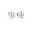 Floral Star Round Lab Diamond Stud Earring with Sculpted Petal Accents - View 2