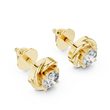 Swirl Border Round Cut Moissanite Diamond Architectural Stud Earrings - View 4