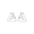 Modern Geometric Triangle Round Cut Lab Diamond Stud Earrings with Open Frame Design - View 3