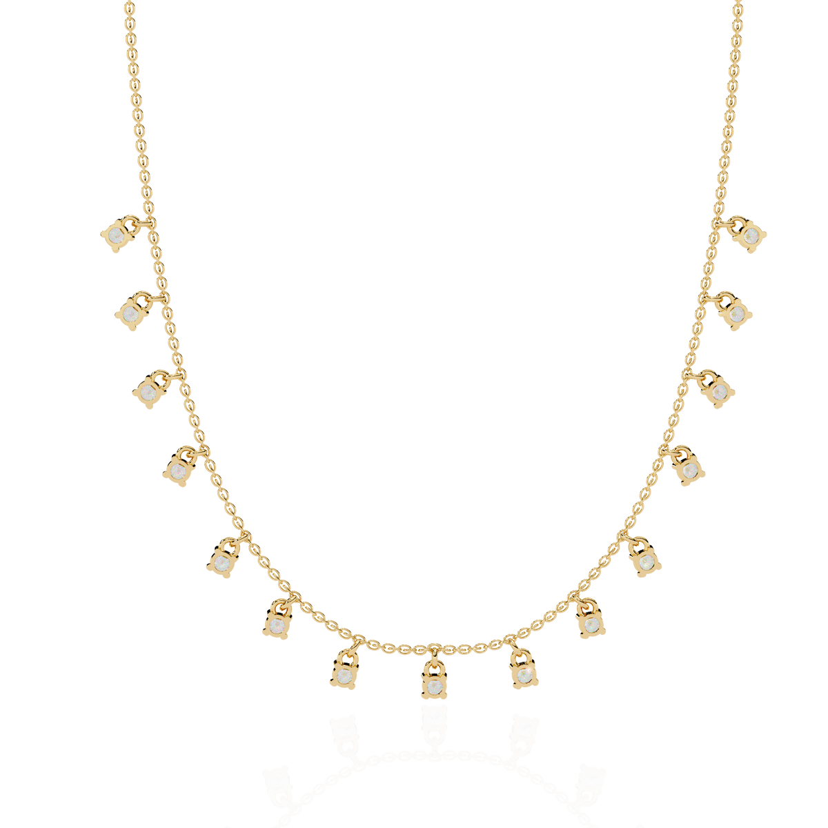 Round Cut Moissanite Diamond Dangle Charm Choker Necklace - View 8