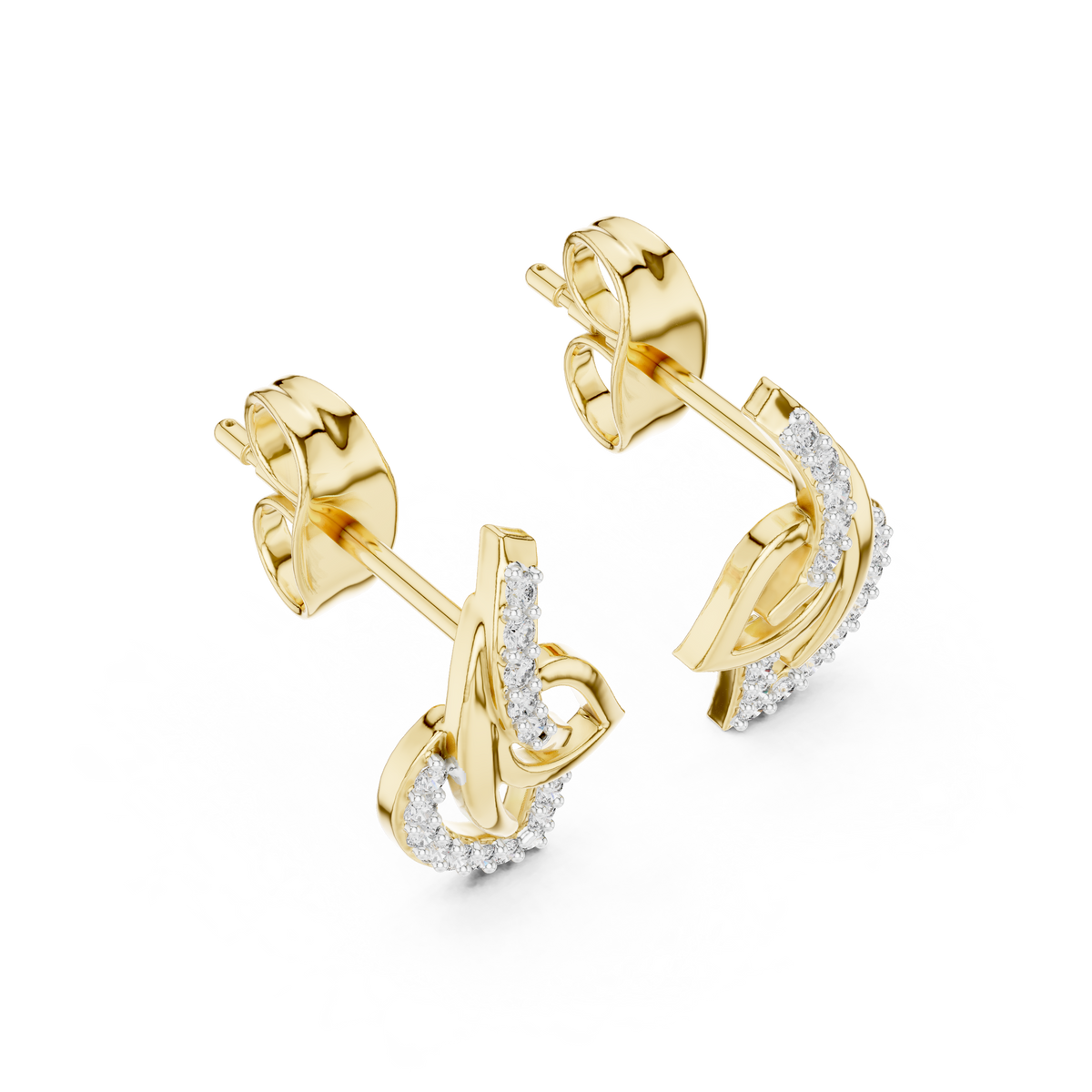 Interwoven Curve Round Lab Grown Diamond Earrings with Sparkle - View 4