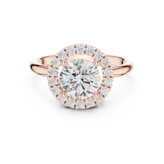 Round Cut Halo Moissanite Diamond Filigree Engagement Ring - View 2