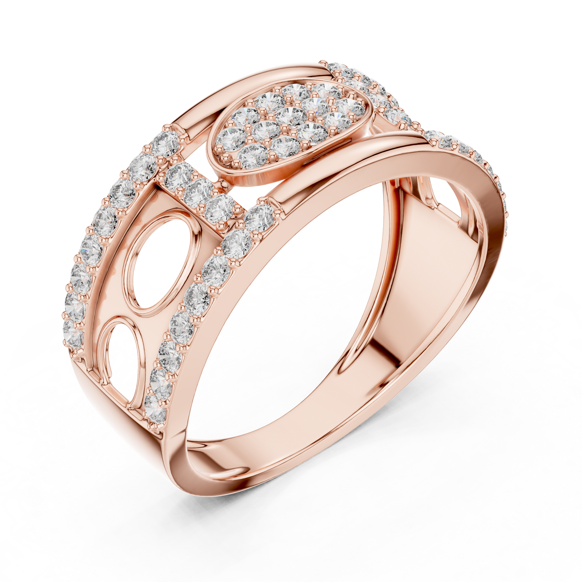 Round Cut Lab Grown Diamond Men's Oval Medallion Openwork Gold Ring - View 5