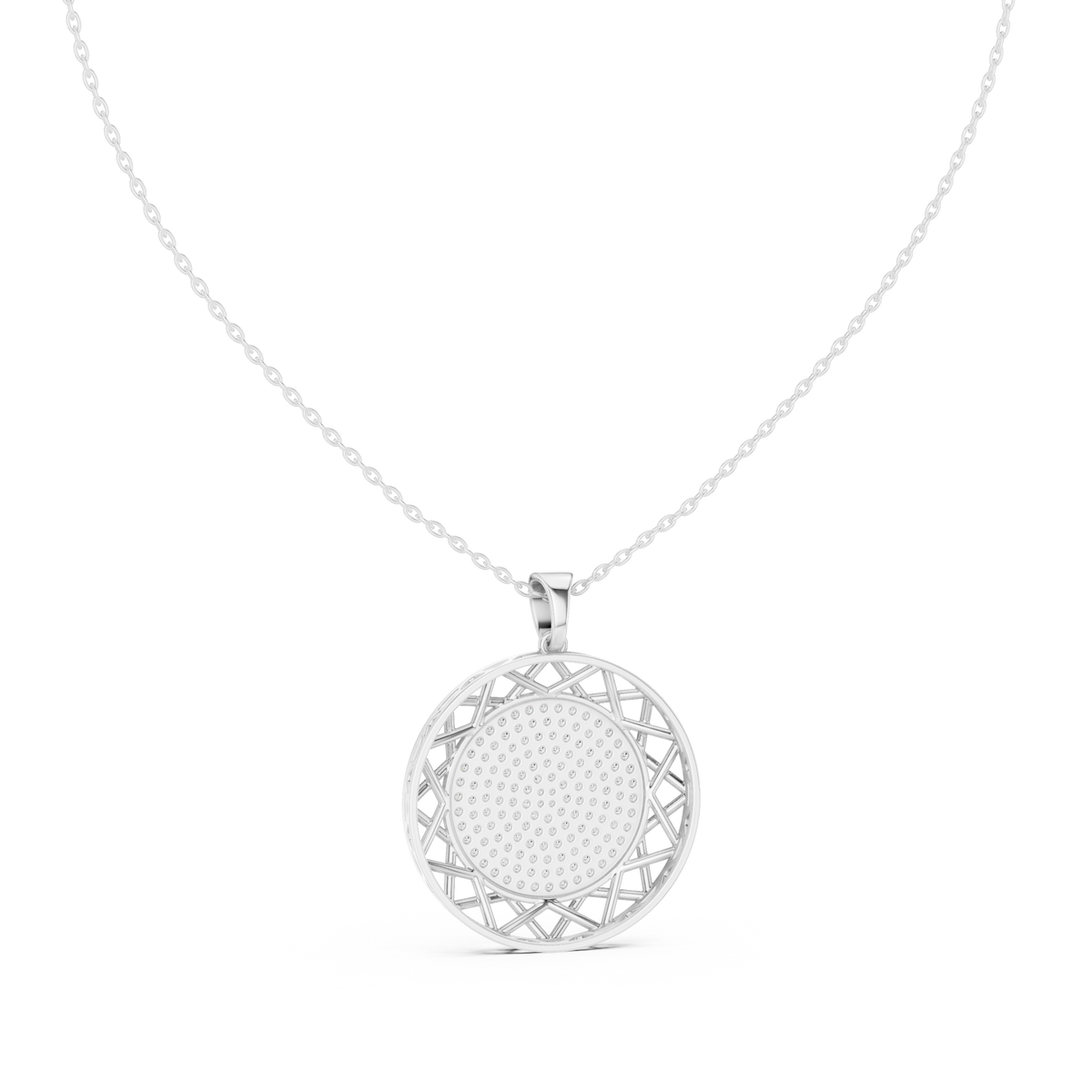 Circular Medallion Pendant with Cluster Round Lab Grown Diamond - View 9