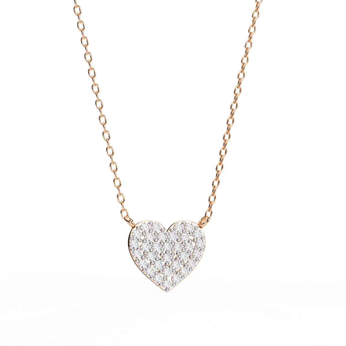 Round Moissanite Diamond Heart Shaped Charm Two Loop Pendant - View 3