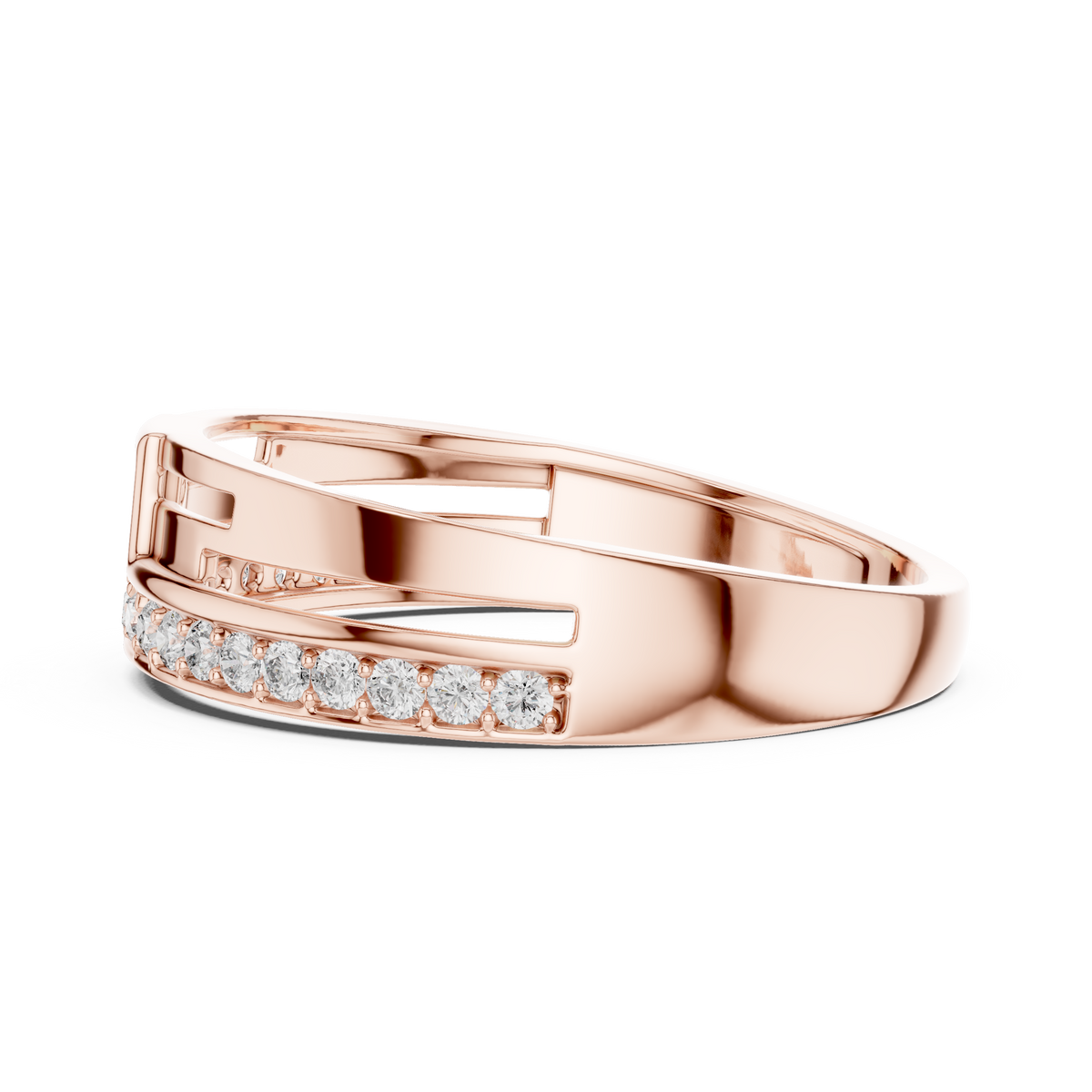 Round Cut Lab Grown Diamond Men's Square Cluster Pave Border Gold Band - View 11