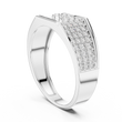 Round Cut Lab Grown Diamond Men's Asymmetric Curved Pave Gold Signet Ring - View 9