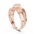 Round Lab Grown Diamond Pavé Chevron Statement Ring - View 8