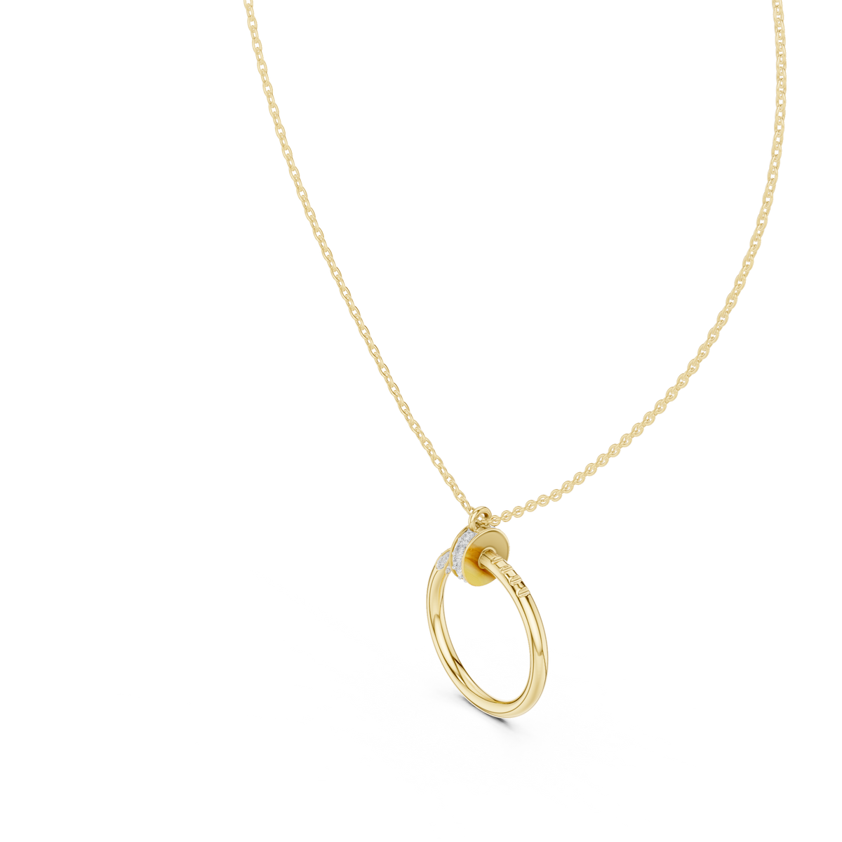 Spiral Hardware Pattern Statement Pendant with Round Lab Grown Diamond - View 10