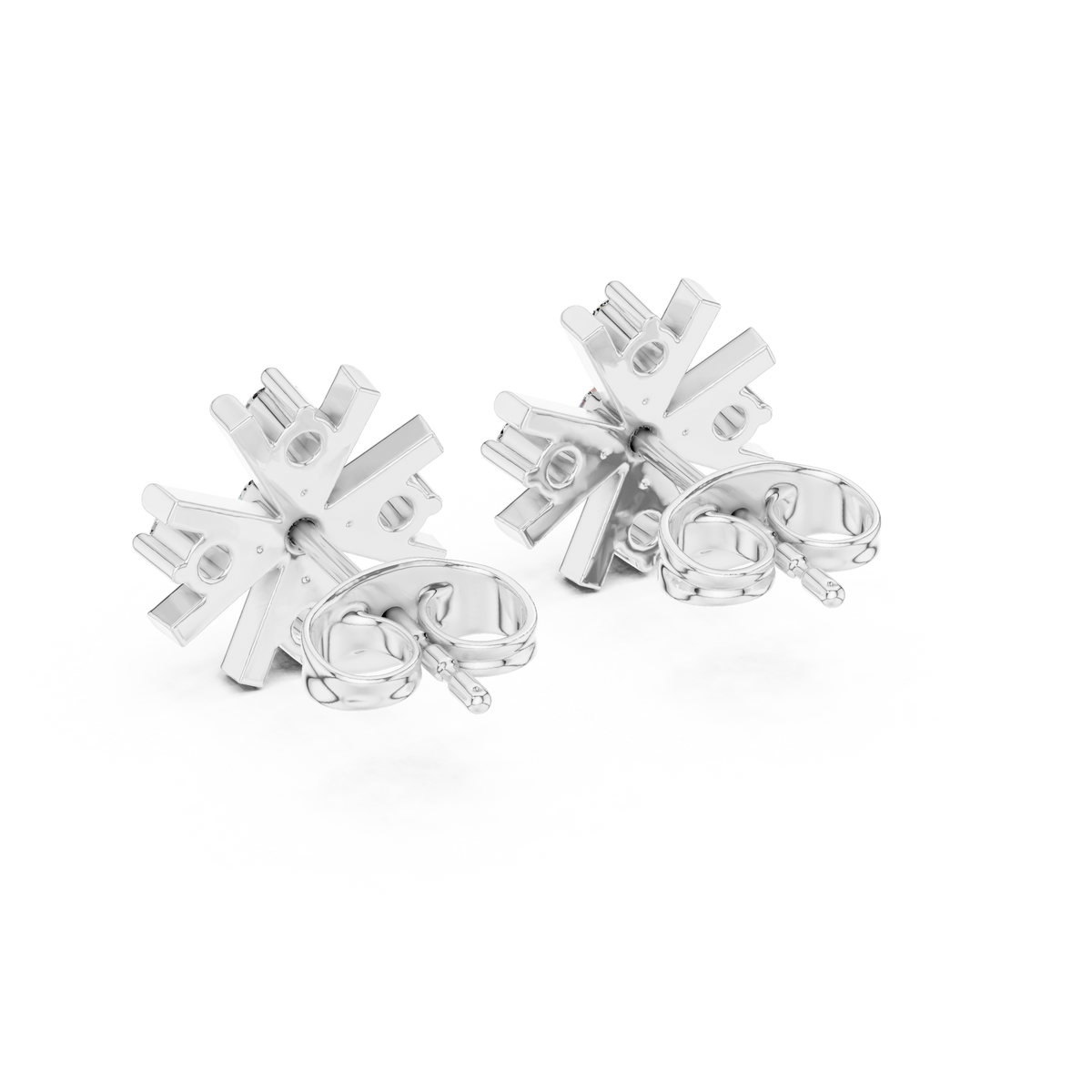 Starburst Sunburst Spoke Round Lab Grown Diamond Geometric Cluster Stud Earring - View 12