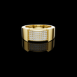 Round Cut Moissanite Diamond Men's Heavy Gold Micro Pave Statement Ring
