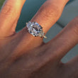 Cushion Cut Three Stone Moissanite Diamond Engagement Ring with Pavé Band