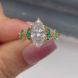 Marquise Moissanite Diamond Nature Inspired With Green Side stone Anniversary Ring